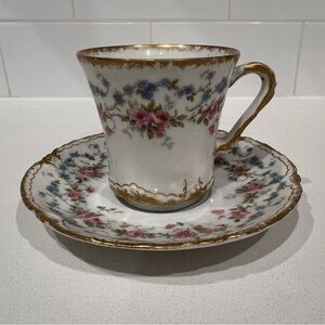 Vintage Theodore Haviland Limoges FRANCE Petite Teacup and Saucer! Gorgeous!!!!